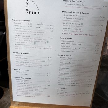 Fika Fika Coffee - Menu - Coffee & Tea Near Me - Pasadena, California Fika Fika Coffee - Menu - Coffee & Tea Near Me - Pasadena, California