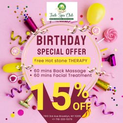 Jade Spa Club - Birthday Special Offer!

Come visit us at Jade Spa Club.