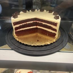 Red velvet cake in the case