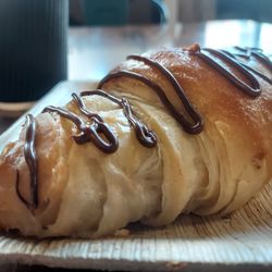 Red Door Chai Tea Latte + Char-Cu-te- rie's Nutella Filled Croissant.