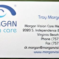Morgan Vision Care - This is the front of the business card.  Photo taken April 26, 2023.