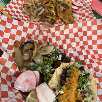 Tacos Garcia - Quesabirrias on top, tacos asada bottom - Tacos Near Me - San Jose, California Tacos Garcia - Quesabirrias on top, tacos asada bottom - Tacos Near Me - San Jose, California