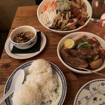 Bida Manda - The Manda Herb Salad with chicken and the Tom Khem (short ribs and pork belly). - Laotian Near Me - Raleigh, North Carolina