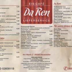 Eiscafé Da-Ren - Preisliste 1-2