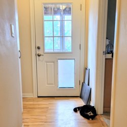 ACGI- Andruszko Construction Group - Finished shot of the new exterior door added. I bought the door, hardware, and dog door, and installed the dog door beforehand.