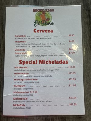 Menu photo 1 micheladas el paisa Katy, TX