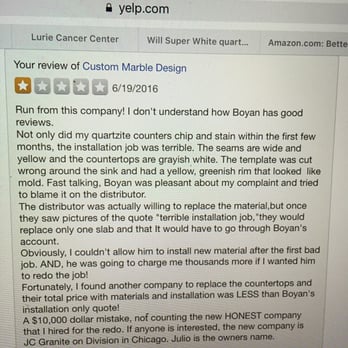 Custom Marble Design - Customer' review. - Countertop Installation Near Me - Lincolnwood, Illinois Custom Marble Design - Customer' review. - Countertop Installation Near Me - Lincolnwood, Illinois