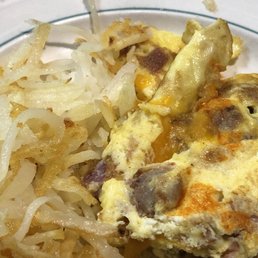 Meat lovers omelet and hash browns Meat lovers omelet and hash browns