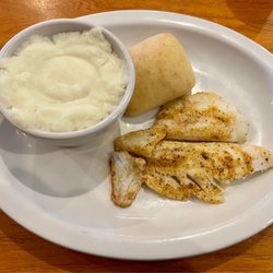 Mike's Seafood and Steakhouse - Catch of the Day: Broiled Flounder with a side of Mashed Potatoes.
