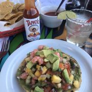 Photo of La Cabana Restaurant - Venice, CA, US. Mango Shrimp Ceviche Tostada. Make a reservation.