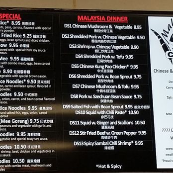Malaysia Cafe - Board menu 2 - Malaysian Near Me - Wichita, Kansas