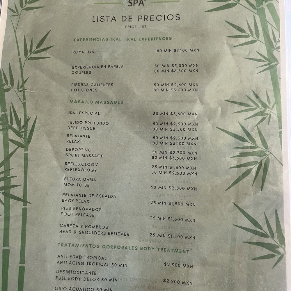 Intercontinental Presidente Cancun Resort - The Spa list of service. - Hotels Near Me - Cancún, ROO Intercontinental Presidente Cancun Resort - The Spa list of service. - Hotels Near Me - Cancún, ROO