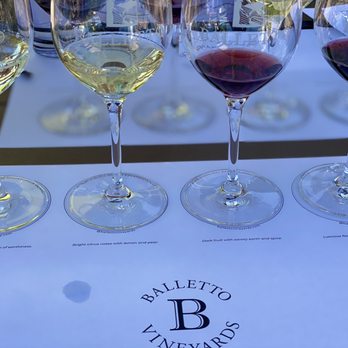 Balletto Vineyards - Wine flight - Wineries Near Me - Santa Rosa, California Balletto Vineyards - Wine flight - Wineries Near Me - Santa Rosa, California