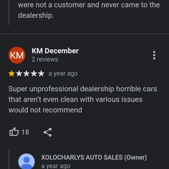 Xolocharlys Auto Sales - Unprofessional...no not them...Yes according to my experience and others - Car Buyers Near Me - Oceanside, California Xolocharlys Auto Sales - Unprofessional...no not them...Yes according to my experience and others - Car Buyers Near Me - Oceanside, California