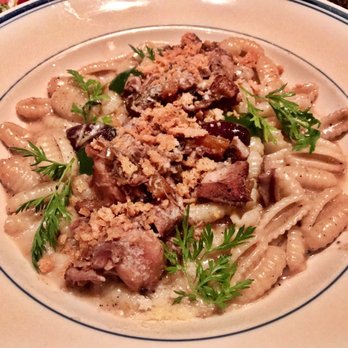 Claudette - Rabbit Cavatelli (Black Olive Rabbit Ragu, Guanciale, House Made Pasta, Applewood Smoked Onion, Parsley Tarragon Coulis) - French Near Me - New York, New York Claudette - Rabbit Cavatelli (Black Olive Rabbit Ragu, Guanciale, House Made Pasta, Applewood Smoked Onion, Parsley Tarragon Coulis) - French Near Me - New York, New York