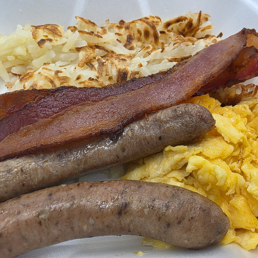 Juicy-O - Scrambled Eggs, Sausage, Bacon, and Hash browns. - Juice Bars & Smoothies Near Me - Downers Grove, Illinois Juicy-O - Scrambled Eggs, Sausage, Bacon, and Hash browns. - Juice Bars & Smoothies Near Me - Downers Grove, Illinois