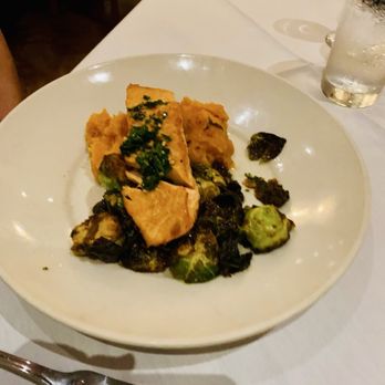 Coastal Fish Company - Salmon  Mashed sweet potatoes & bacon Brussel sprouts - Seafood Near Me - Memphis, Tennessee