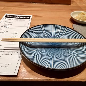 Hidden Fish - minimalist setting, menu & decor - Sushi Bars Near Me - San Diego, California