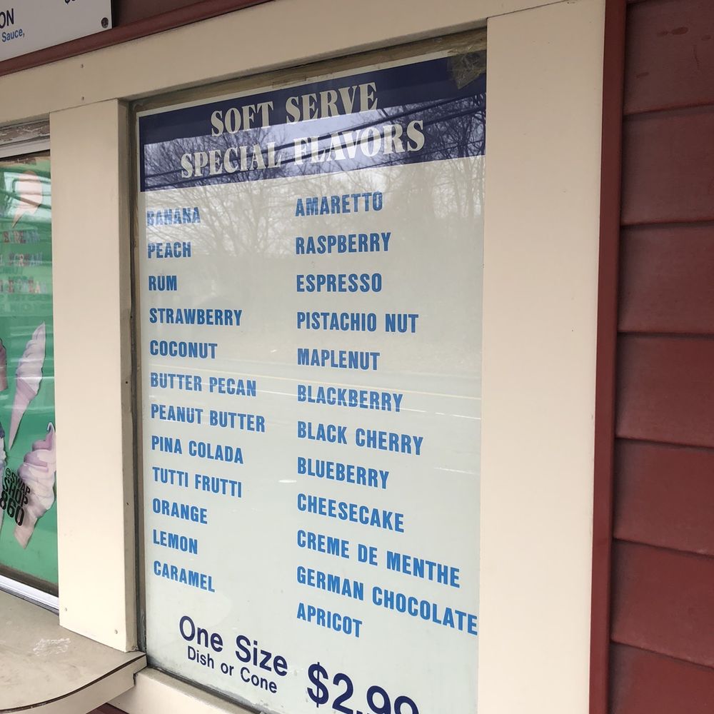 Schermerhorn's Seafood - Ice-cream menu outside - Seafood Markets Near Me - Holyoke, Massachusetts