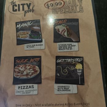 The City Pub - Daily special menu - Gastropubs Near Me - La Vista, Nebraska The City Pub - Daily special menu - Gastropubs Near Me - La Vista, Nebraska