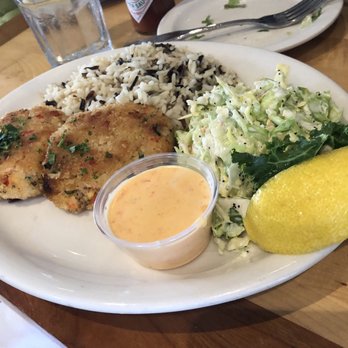 Brophy Bros - Crab cakes with rice pilaf and coleslaw - Seafood Near Me - Santa Barbara, California