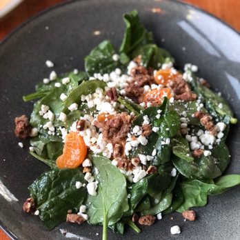 Fins Bistro - Spinach and satsuma salad with goat cheese candied nuts tossed in a refreshing vinaigrette - Seafood Near Me - Issaquah, Washington Fins Bistro - Spinach and satsuma salad with goat cheese candied nuts tossed in a refreshing vinaigrette - Seafood Near Me - Issaquah, Washington