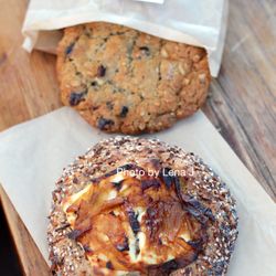 Bird Dog Baking - Onion + Everything Bialy ($4) and Oat Cookies ($8.50 for 3 pack)