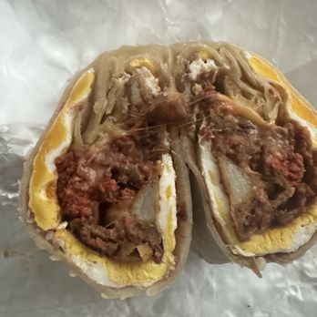 Boss Tacos - The Boss Burrito with chorizo- huge! - Breakfast & Brunch Near Me - Dickinson, Texas