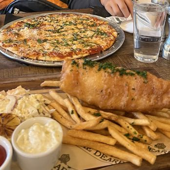 The Dearborn - Fish and chips + pepperoni and hot honey pizza - New American Near Me - Chicago, Illinois The Dearborn - Fish and chips + pepperoni and hot honey pizza - New American Near Me - Chicago, Illinois