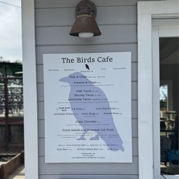The Birds Cafe - Menu - Seafood Near Me - Bodega Bay, California