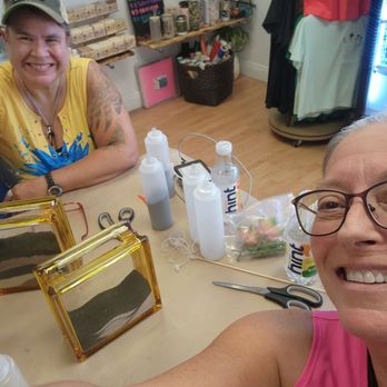 Made in Yuma - Glass cube, art sand and faux cactus class Super fun!! Six other customers were also crafting their own. - Souvenir Shops Near Me - Yuma, Arizona