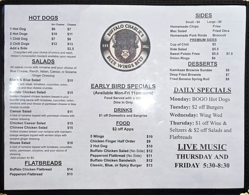Menu photo 3 Buffalo Charlie's Bar & Grill Dunedin, FL Menu photo 3 Buffalo Charlie's Bar & Grill Dunedin, FL