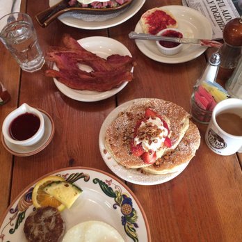 The Maple Counter Cafe - Trio with strawberry granola pancakes and Hash skillet - Breakfast & Brunch Near Me - Walla Walla, Washington