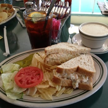 Jacquelyn's Cafe - Shrimp salad sandwich, chowder, and iced tea. - Cafes Near Me - Shreveport, Louisiana