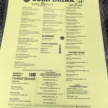 Ba Bar - Menu - back - Vietnamese Near Me - Seattle, Washington