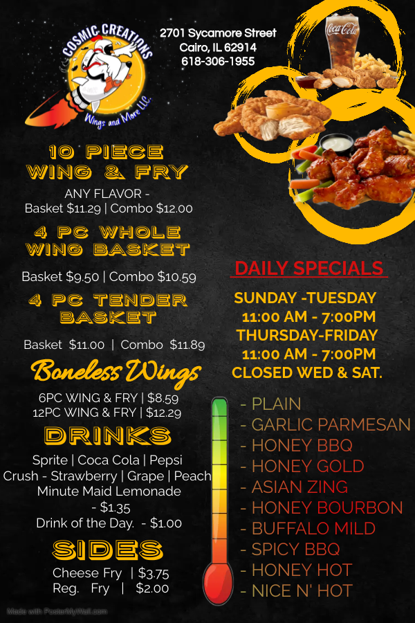 COSMIC CREATIONS WINGS & MORE Updated September 2024 2701 Sycamore