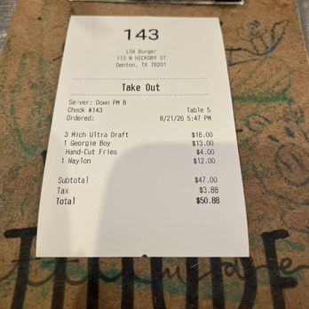 LSA Burger - Aww 143 - Cocktail Bars Near Me - Denton, Texas