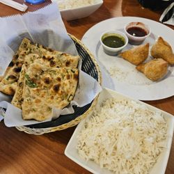 Indian Spice - Garlic Naan and Samosas