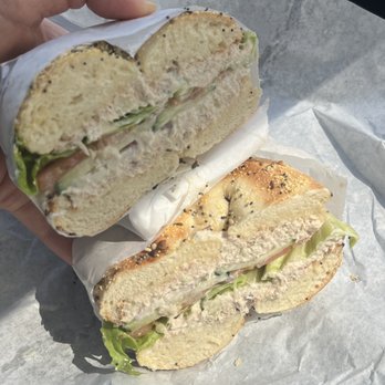 The Bagel Factory - Tuna & veggie Everything bagel sandwich - Bagels Near Me - Los Angeles, California