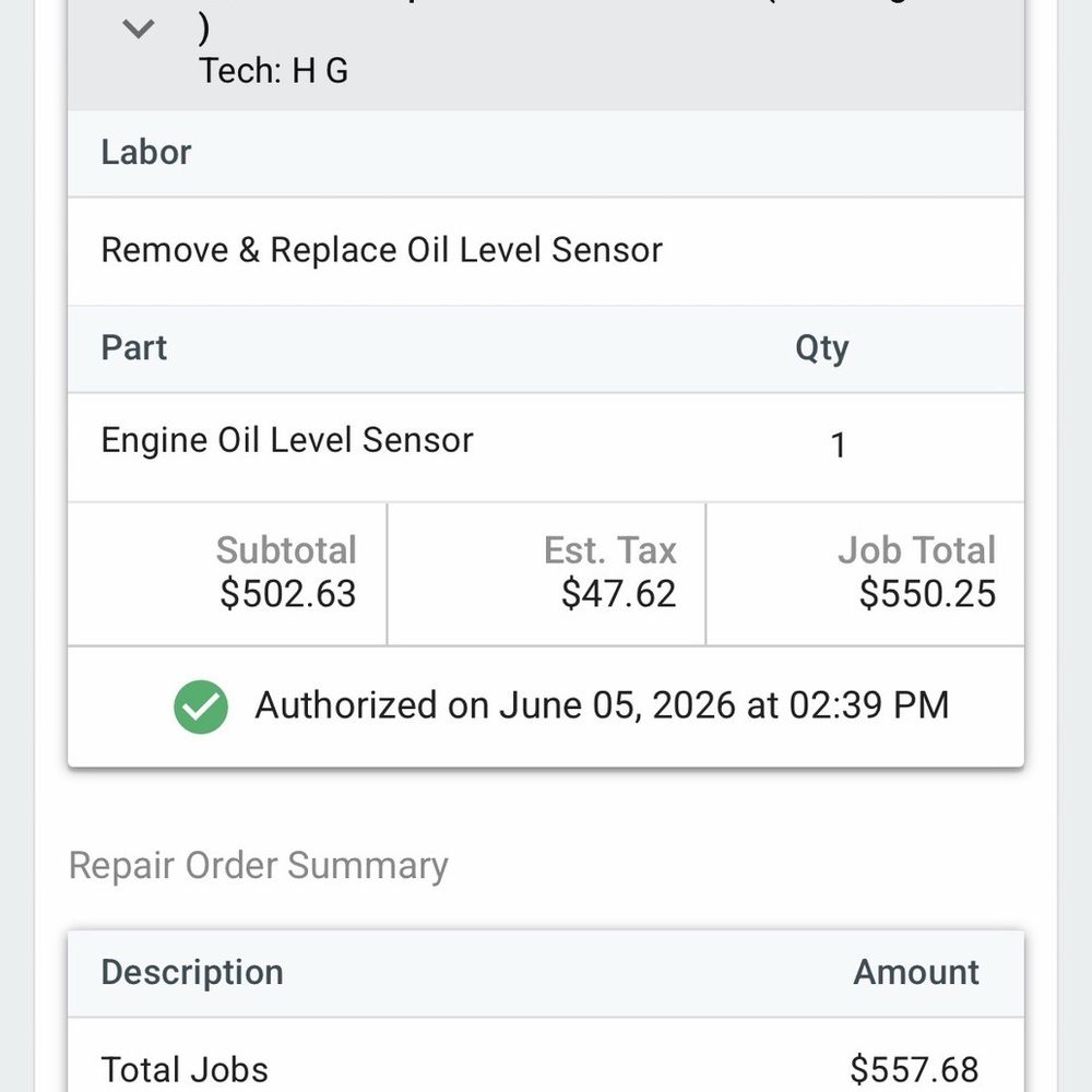 Peerless Automotive - The bill from Peerless. - Auto Repair Near Me - Olathe, Kansas