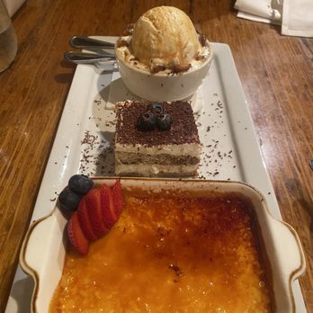 Campagnia - Desert Trio: The Bread Pudding was the winner, Crème Brûlée & Tiramisu wasn't tasty. - Italian Near Me - Fresno, California