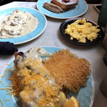 Blue Moon Too - G&G's Country Scramble, biscuits and gravy, French toast with sausage and eggs - Cafes Near Me - Baltimore, Maryland