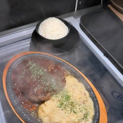 Japanese hambagu steak with potato puree