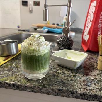 Northeast Tea House - Jingshan Yabukita matcha in a latte (I made this at home) - Coffee & Tea Near Me - Minneapolis, Minnesota