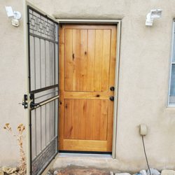 Authentic Wood Doors Carpentry - Custom Solid wood door with screen door in santa fe new mexico, master carpenter