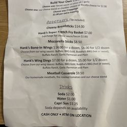 Hanks Gourmet Pizza - Updated Menu
