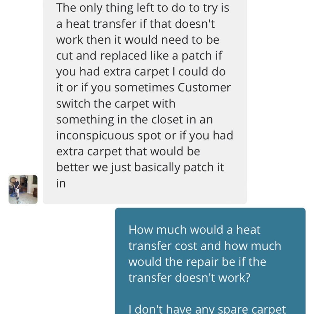 I Clean Carpets - Our conversation of trying a heat transfer - Carpet Cleaning Near Me