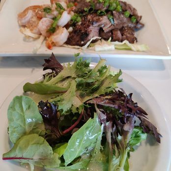 Eagle Cafe - Fresh green salad with my garlic shrimp and Steak - Breakfast & Brunch Near Me - Honolulu, Hawaii Eagle Cafe - Fresh green salad with my garlic shrimp and Steak - Breakfast & Brunch Near Me - Honolulu, Hawaii