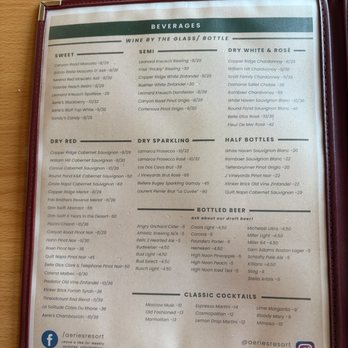 Aerie's Resort - Beverage menu - Wineries Near Me - Grafton, Illinois