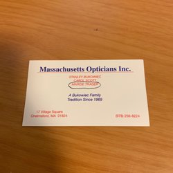 Massachusetts Opticians - Business card